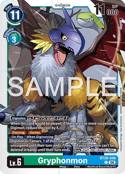 Gryphonmon [BT26-046] [Timeless Bonds] | The Time Vault CA