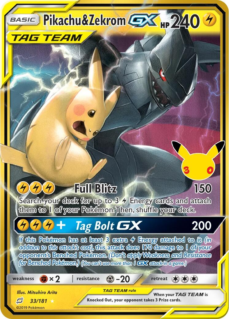 Pikachu & Zekrom GX (33/181) [Mega Evolution: 30th Celebration] | The Time Vault CA