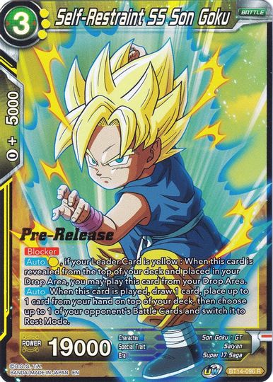 Self-Restraint SS Son Goku (BT14-096) [Cross Spirits Prerelease Promos] | The Time Vault CA