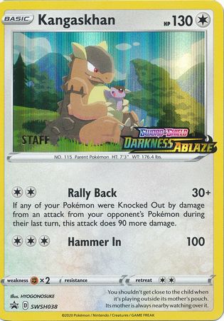 Kangaskhan (SWSH038) (Staff Prerelease Promo) [Sword & Shield: Black Star Promos] | The Time Vault CA