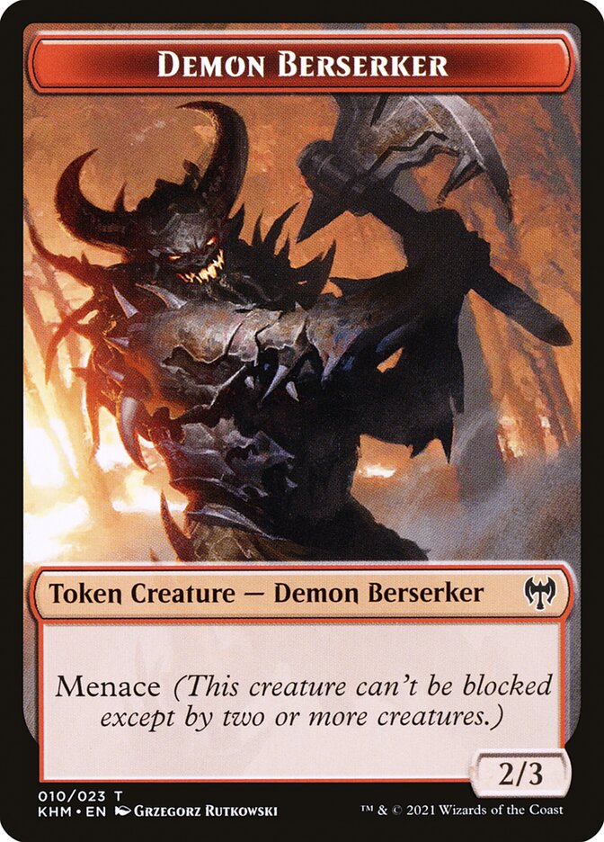 Elf Warrior // Demon Berserker Double-Sided Token [Kaldheim Tokens] | The Time Vault CA