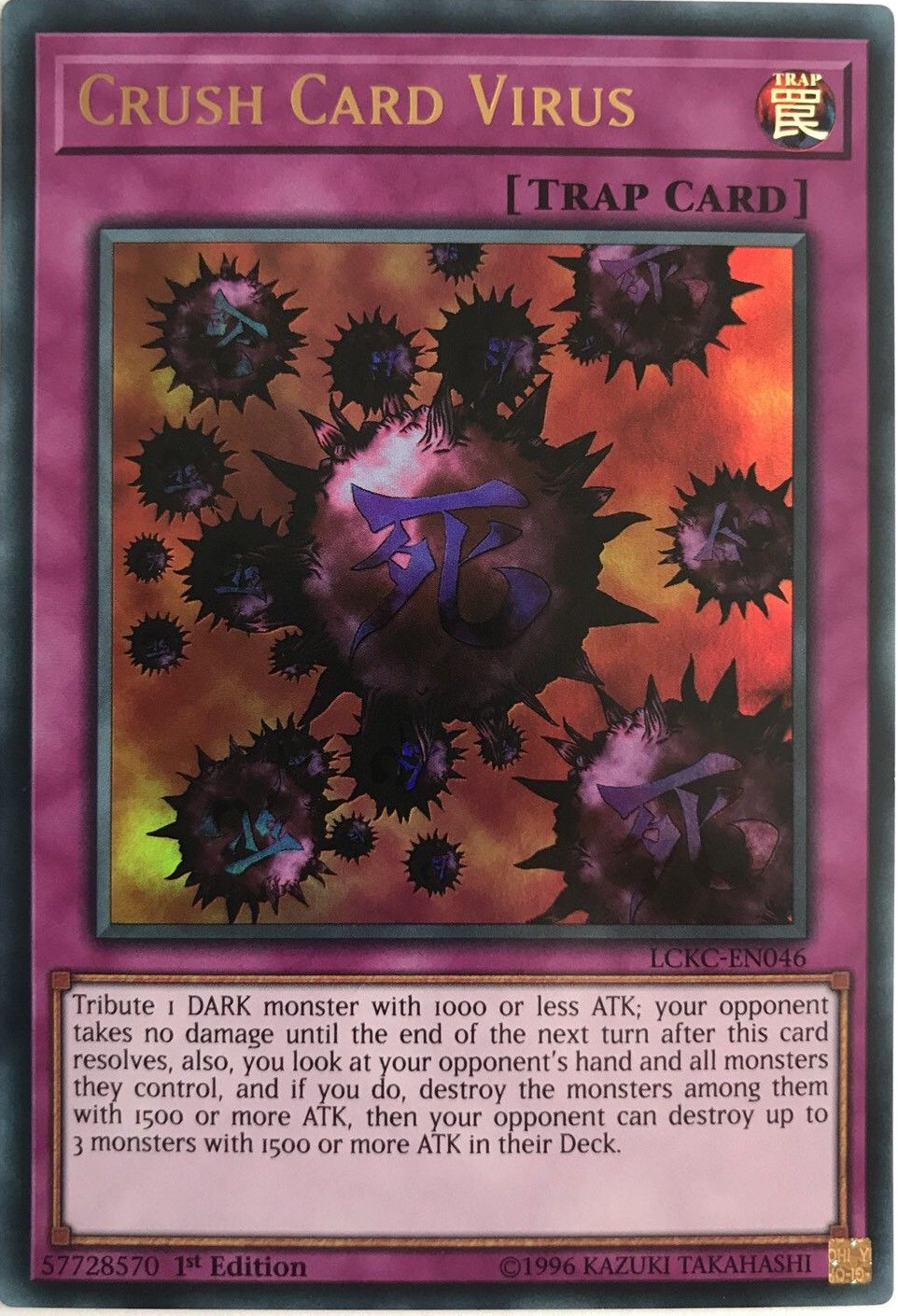 Crush Card Virus (Version 1) [LCKC-EN046] Ultra Rare | The Time Vault CA