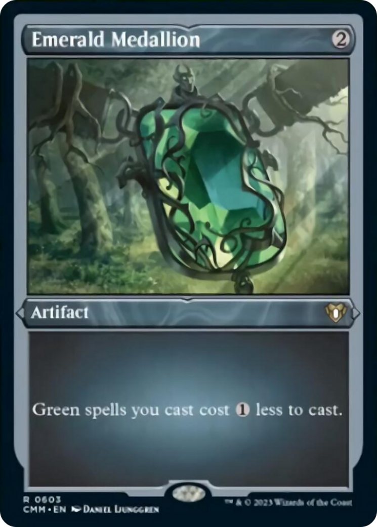 Emerald Medallion (Foil Etched) [Commander Masters] | The Time Vault CA