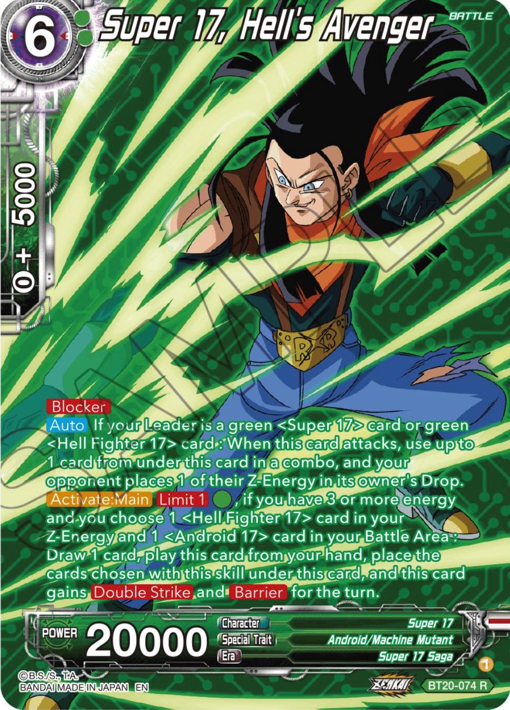 Super 17, Hell's Avenger (Silver Foil) (BT20-074) [Power Absorbed] | The Time Vault CA