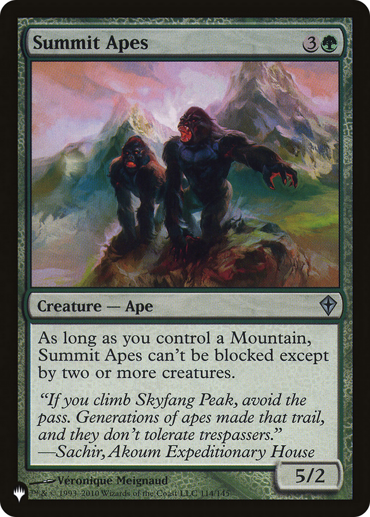 Summit Apes [The List Reprints] | The Time Vault CA