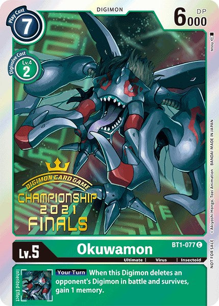 Okuwamon [BT1-077] (2021 Championship Finals Event Pack Alt-Art Gold Stamp Set) [Release Special Booster Promos] | The Time Vault CA