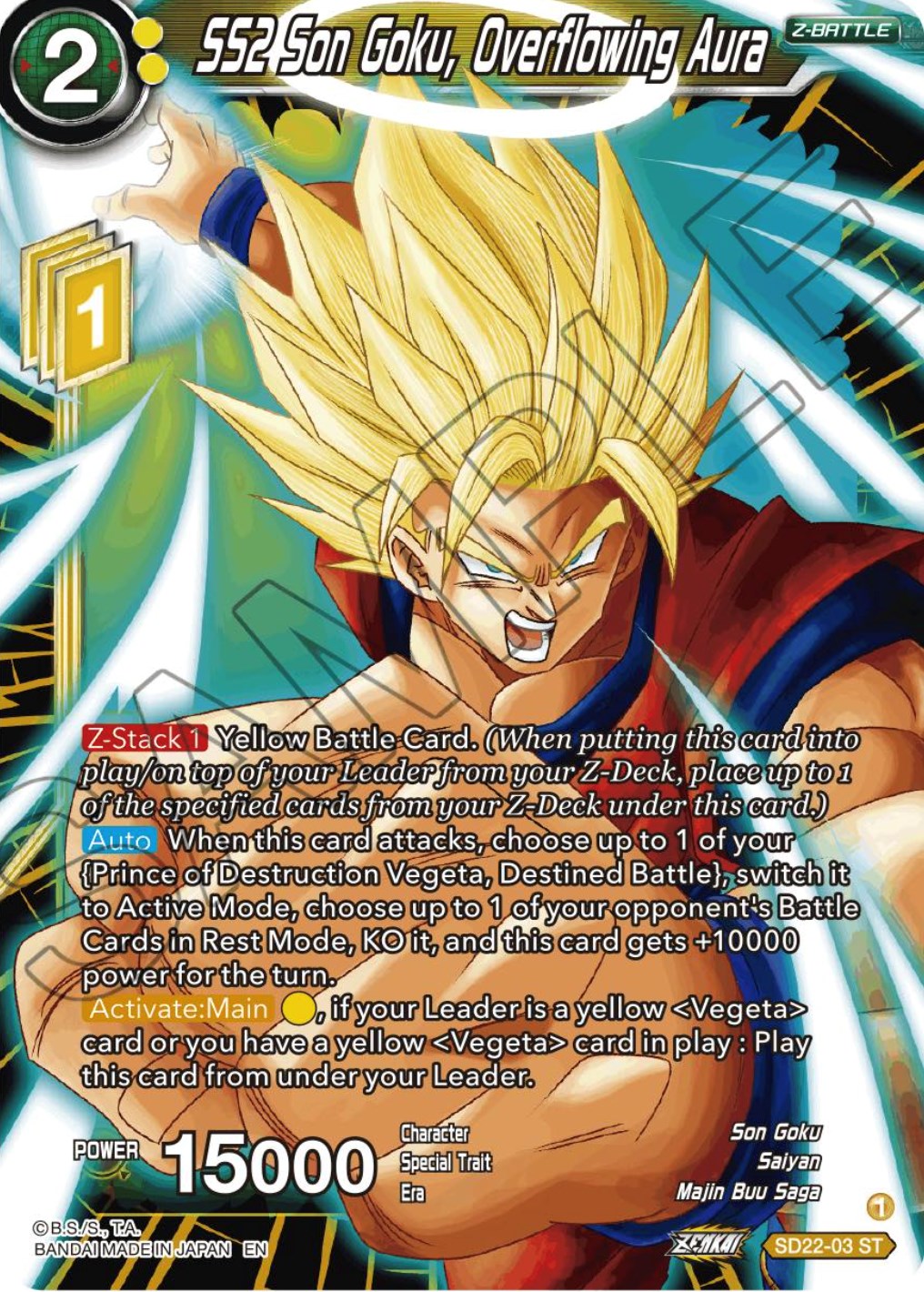 SS2 Son Goku, Overflowing Aura (Starter Deck Exclusive) (SD22-03) [Power Absorbed] | The Time Vault CA