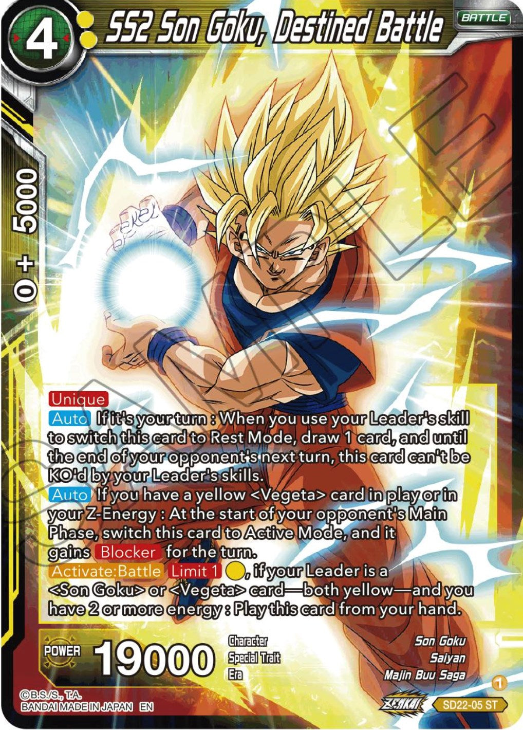 SS2 Son Goku, Destined Battle (Starter Deck Exclusive) (SD22-05) [Power Absorbed] | The Time Vault CA