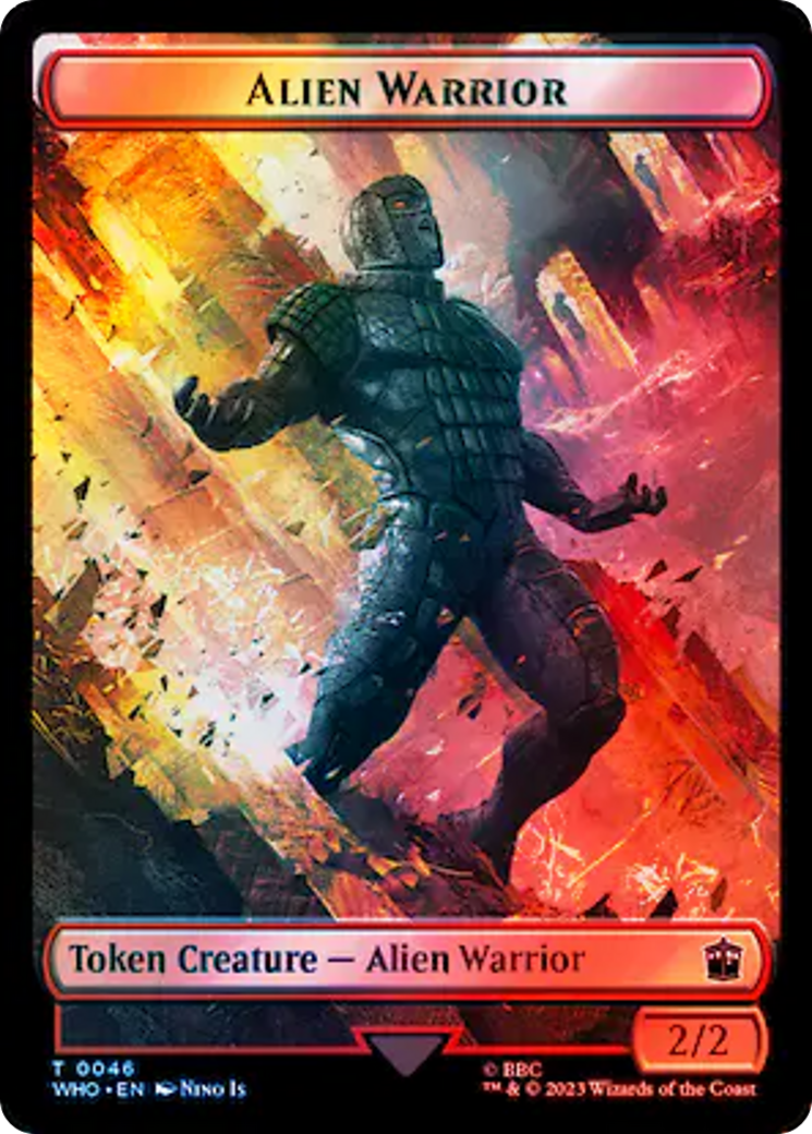 Alien // Alien Warrior Double-Sided Token (Surge Foil) [Doctor Who Tokens] | The Time Vault CA