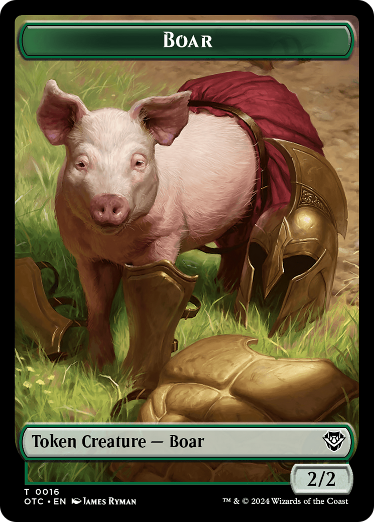 Boar // Manifest Double-Sided Token [Outlaws of Thunder Junction Commander Tokens] | The Time Vault CA