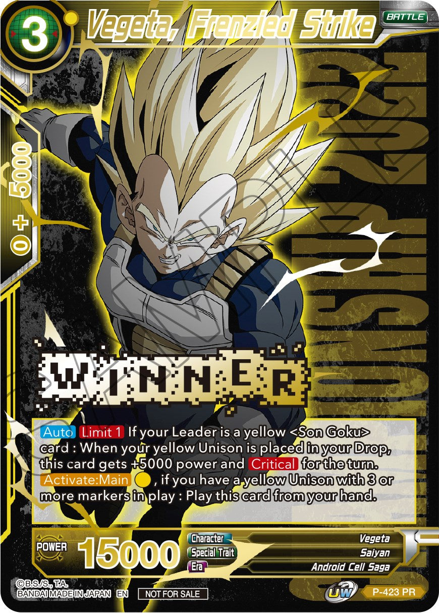Vegeta, Frenzied Strike (Championship Pack 2022 Vol.2) (Winner Gold Stamped) (P-423) [Promotion Cards] | The Time Vault CA