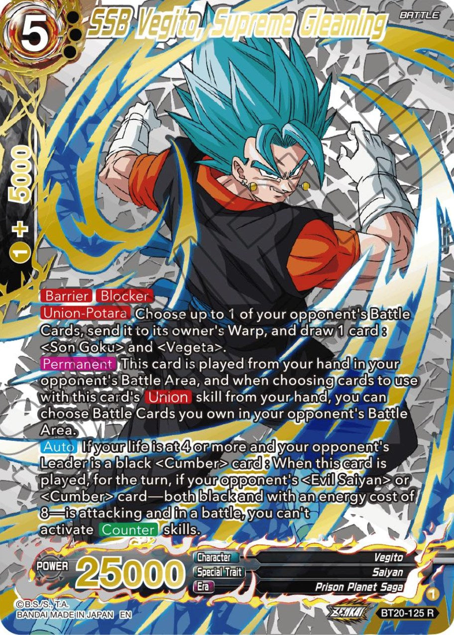 SSB Vegito, Supreme Gleaming (Gold-Stamped) (BT20-125) [Power Absorbed] | The Time Vault CA