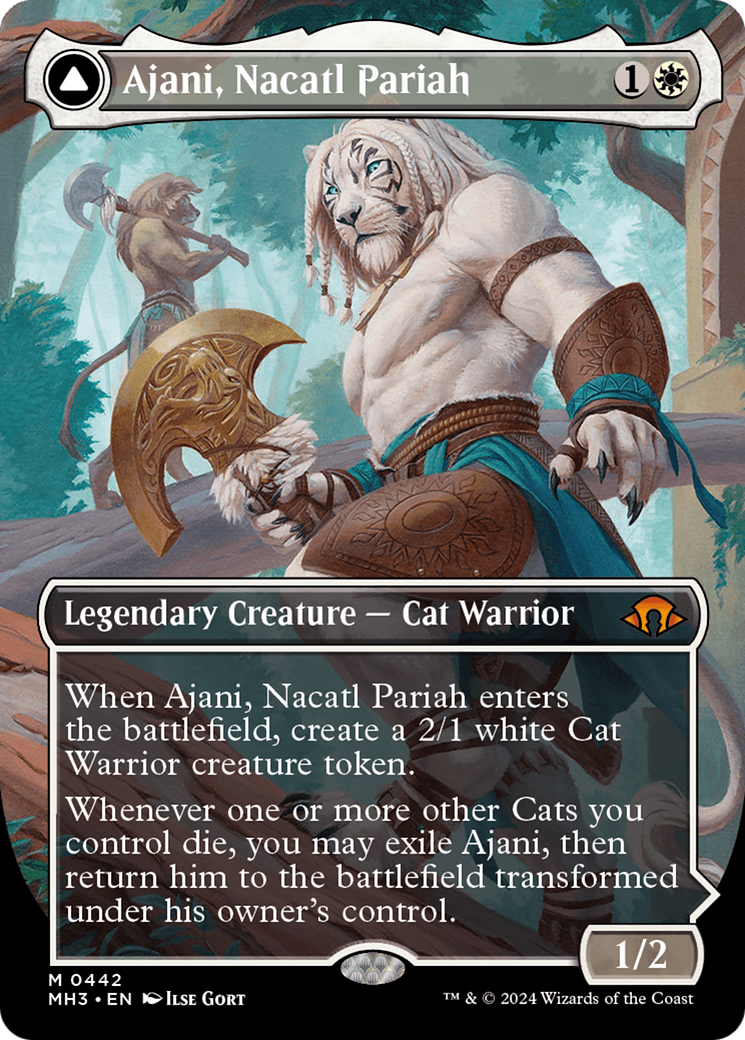 Ajani, Nacatl Pariah // Ajani, Nacatl Avenger (Borderless) [Modern Horizons 3] | The Time Vault CA