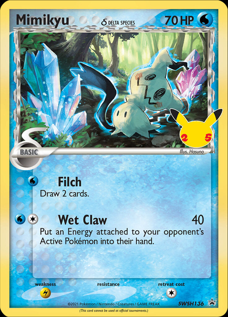 Mimikyu (SWSH136) (Delta Species) (Celebrations) [Sword & Shield: Black Star Promos] | The Time Vault CA