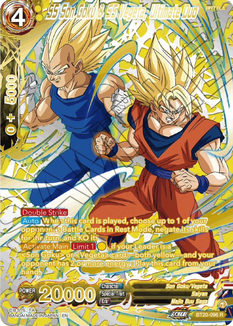 SS Son Goku & SS Vegeta, Ultimate Duo (Gold-Stamped) (BT20-096) [Power Absorbed] | The Time Vault CA