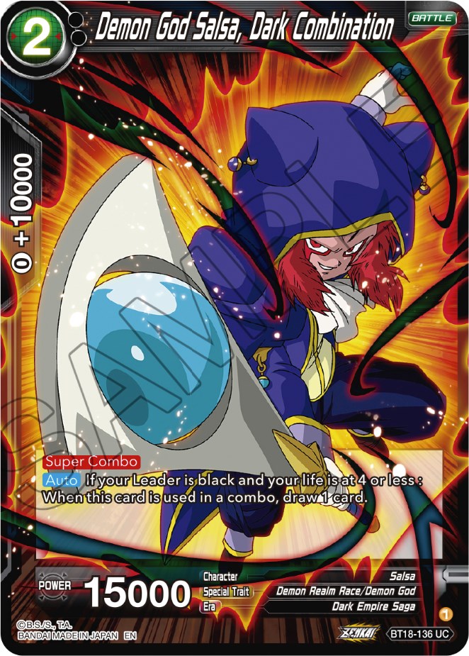 Demon God Salsa, Dark Combination (BT18-136) [Dawn of the Z-Legends] | The Time Vault CA