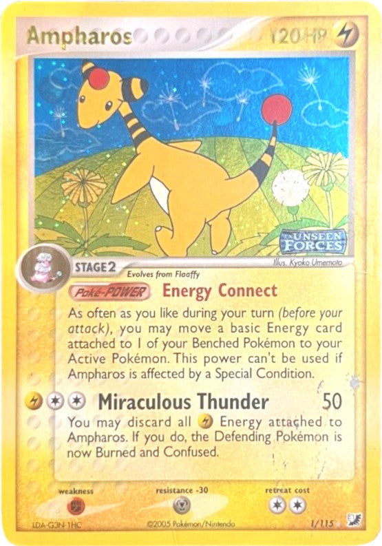 Ampharos (1/115) (Stamped) [EX: Unseen Forces] | The Time Vault CA