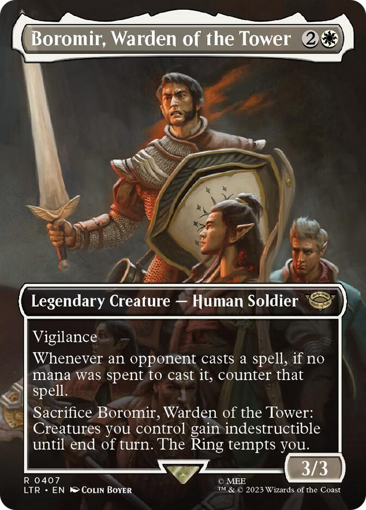 Boromir, Warden of the Tower (Borderless Alternate Art) [The Lord of the Rings: Tales of Middle-Earth] | The Time Vault CA