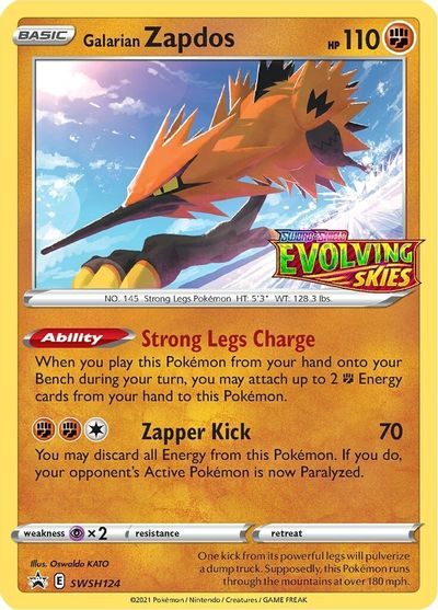 Galarian Zapdos (SWSH124) (Prerelease Promo) [Sword & Shield: Black Star Promos] | The Time Vault CA