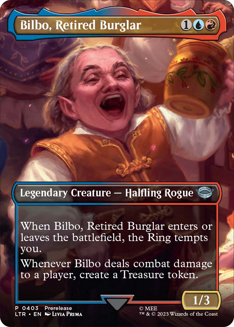 Bilbo, Retired Burglar (Borderless Alternate Art) [The Lord of the Rings: Tales of Middle-Earth] | The Time Vault CA