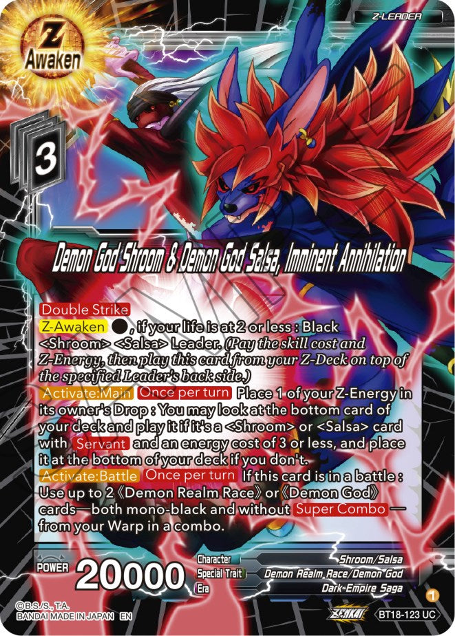 Demon God Shroom & Demon God Salsa, Imminent Annihilation (BT18-123) [Dawn of the Z-Legends] | The Time Vault CA