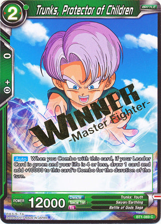 Trunks, Protector of Children (Winner Stamped) (BT1-069) [Tournament Promotion Cards] | The Time Vault CA