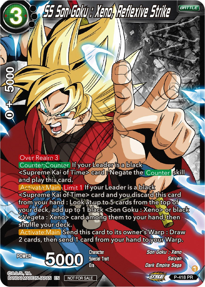 SS Son Goku: Xeno, Reflexive Strike (Zenkai Series Tournament Pack Vol.1 Winner) (P-418) [Tournament Promotion Cards] | The Time Vault CA