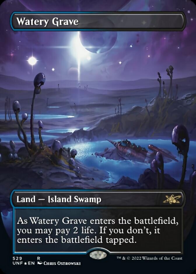 Watery Grave (Borderless) (Galaxy Foil) [Unfinity] | The Time Vault CA
