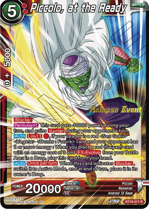 Piccolo, at the Ready (Fighter's Ambition Holiday Pack) (BT19-017) [Tournament Promotion Cards] | The Time Vault CA