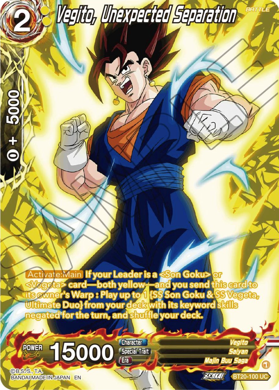Vegito, Unexpected Separation (Silver Foil) (BT20-100) [Power Absorbed] | The Time Vault CA