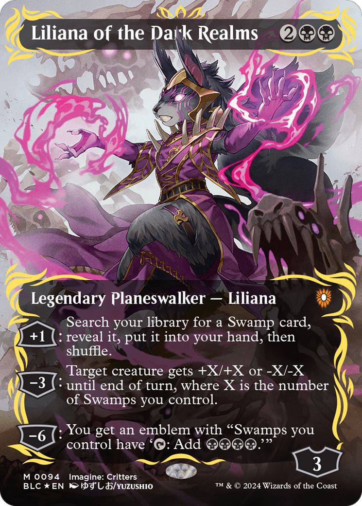 Liliana of the Dark Realms (Borderless) (Raised Foil) [Bloomburrow Commander] | The Time Vault CA