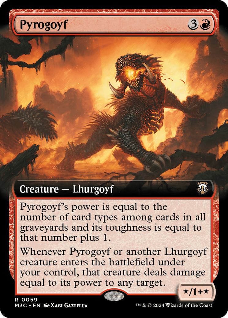 Pyrogoyf (Extended Art) (Ripple Foil) [Modern Horizons 3 Commander] | The Time Vault CA