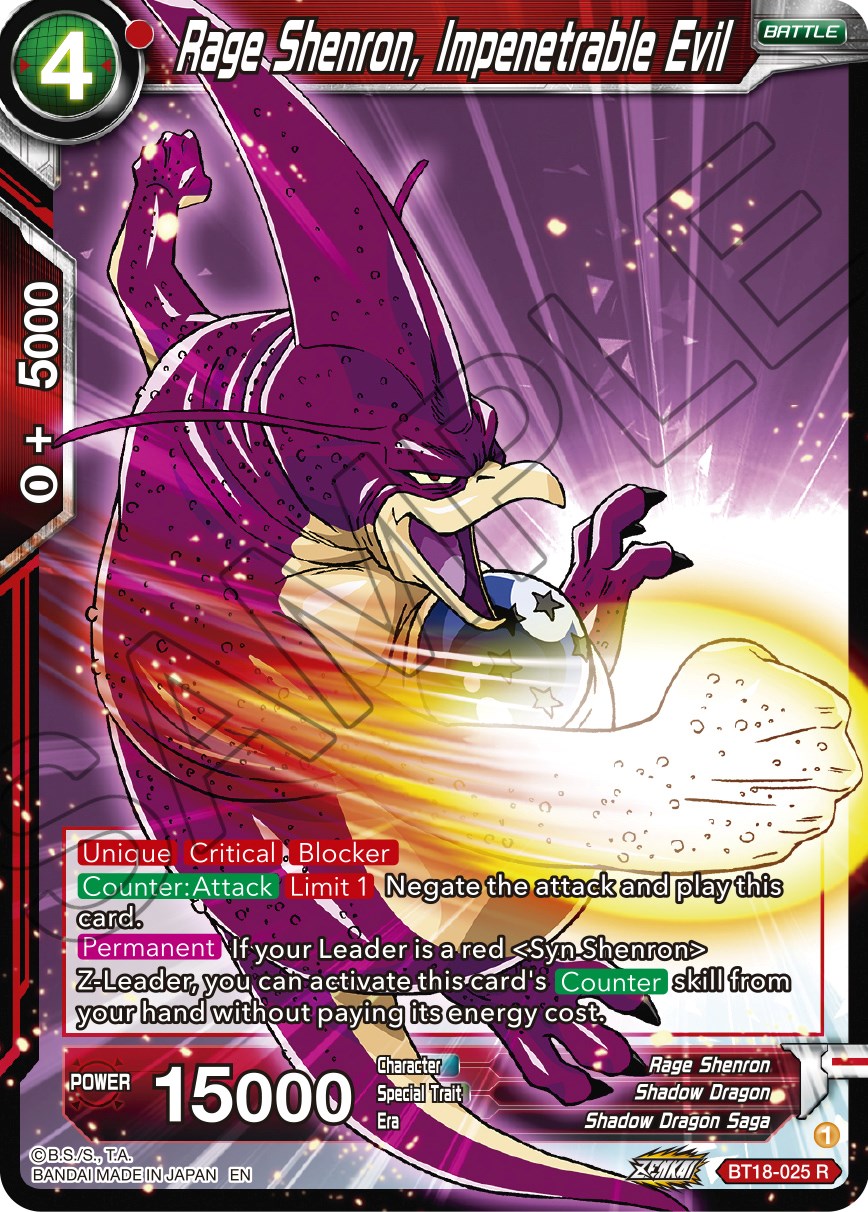 Rage Shenron, Impenetrable Evil (BT18-025) [Dawn of the Z-Legends] | The Time Vault CA