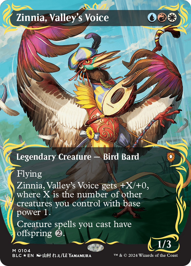 Zinnia, Valley's Voice (Borderless) (Raised Foil) [Bloomburrow Commander] | The Time Vault CA