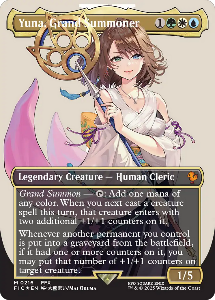 Yuna, Grand Summoner (Borderless) (Surge Foil) [FINAL FANTASY Commander] | The Time Vault CA