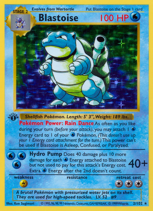 Blastoise (2/102) (Shadowless) [Base Set 1st Edition] | The Time Vault CA