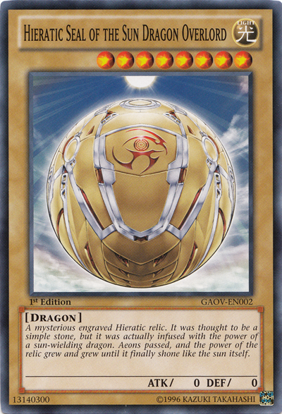 Hieratic Seal of the Sun Dragon Overlord [GAOV-EN002] Common | The Time Vault CA