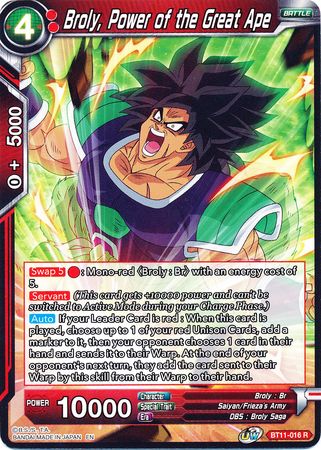 Broly, Power of the Great Ape (BT11-016) [Vermilion Bloodline] | The Time Vault CA