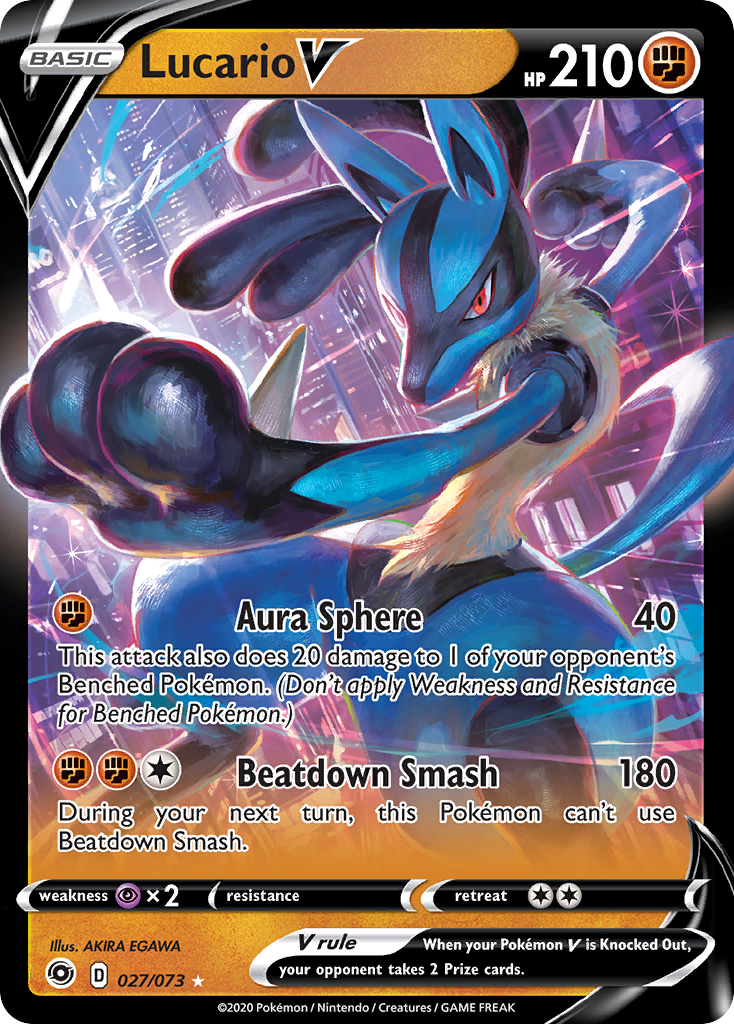 Lucario V (027/073) (Intro Deck) [Sword & Shield: Champion's Path] | The Time Vault CA