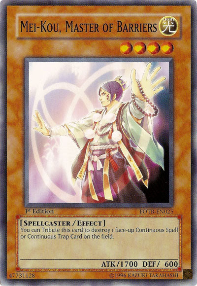Mei-kou, Master of Barriers [FOTB-EN025] Common | The Time Vault CA