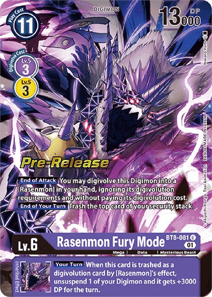 Rasenmon: Fury Mode [BT8-081] [New Awakening Pre-Release Cards] | The Time Vault CA