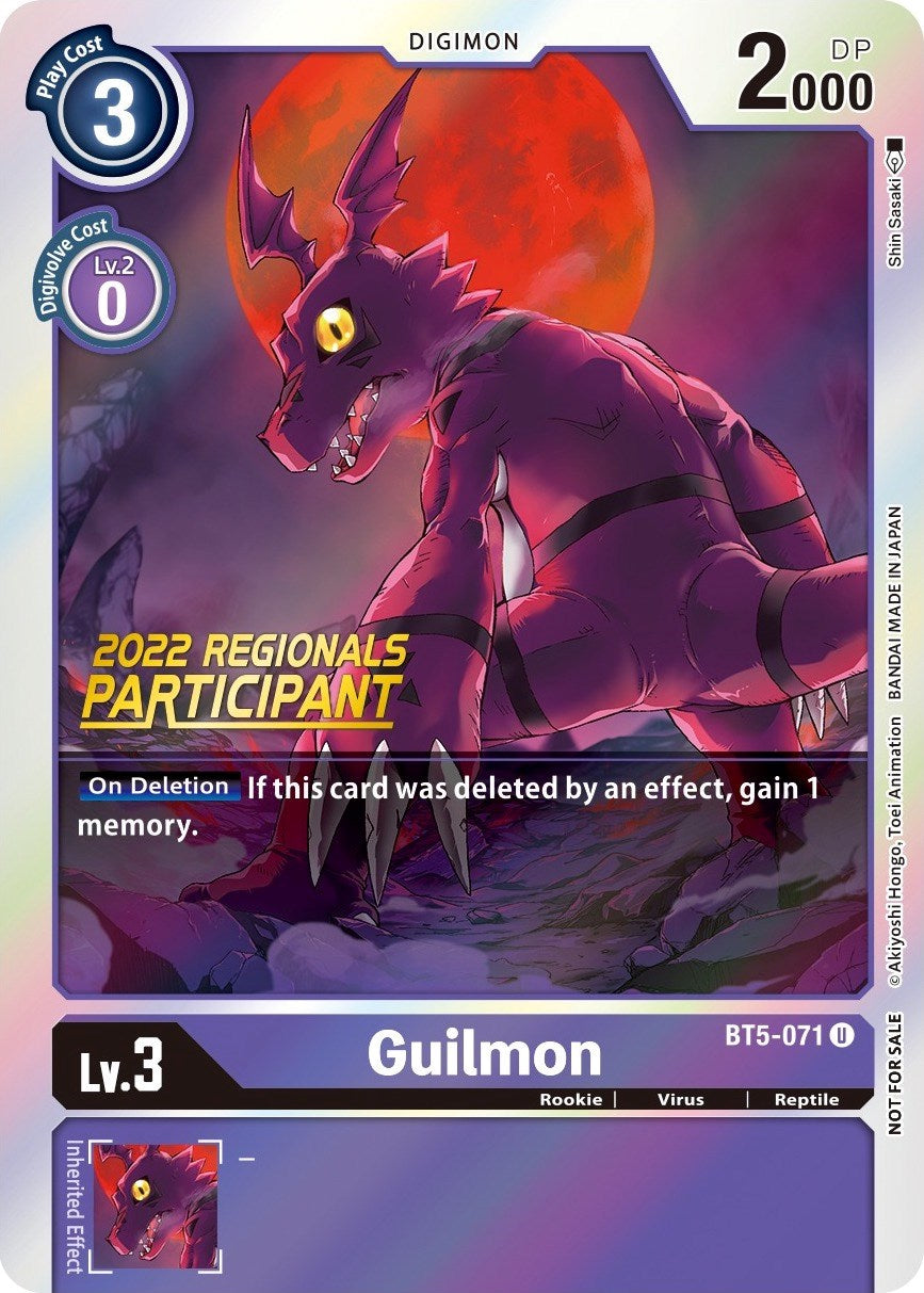 Guilmon [BT5-071] (2022 Championship Offline Regional) (Online Participant) [Battle of Omni Promos] | The Time Vault CA