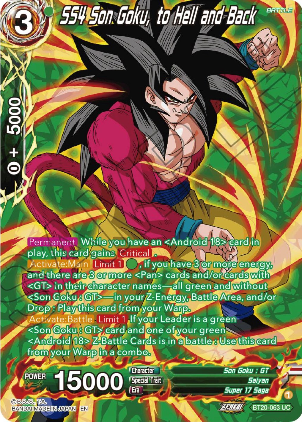 SS4 Son Goku, to Hell and Back (Silver Foil) (BT20-063) [Power Absorbed] | The Time Vault CA