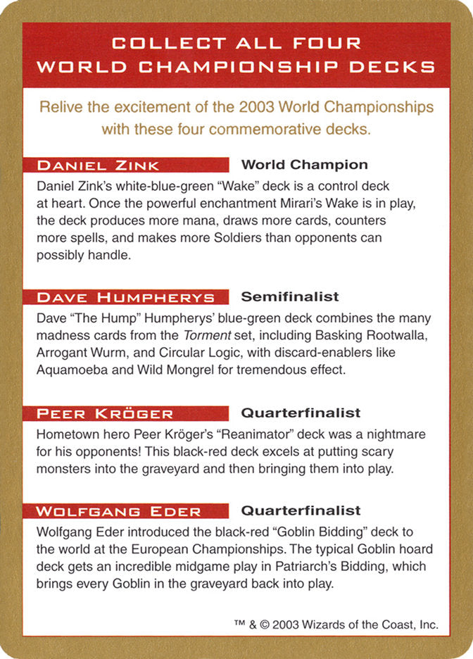 2003 World Championships Ad [World Championship Decks 2003] | The Time Vault CA