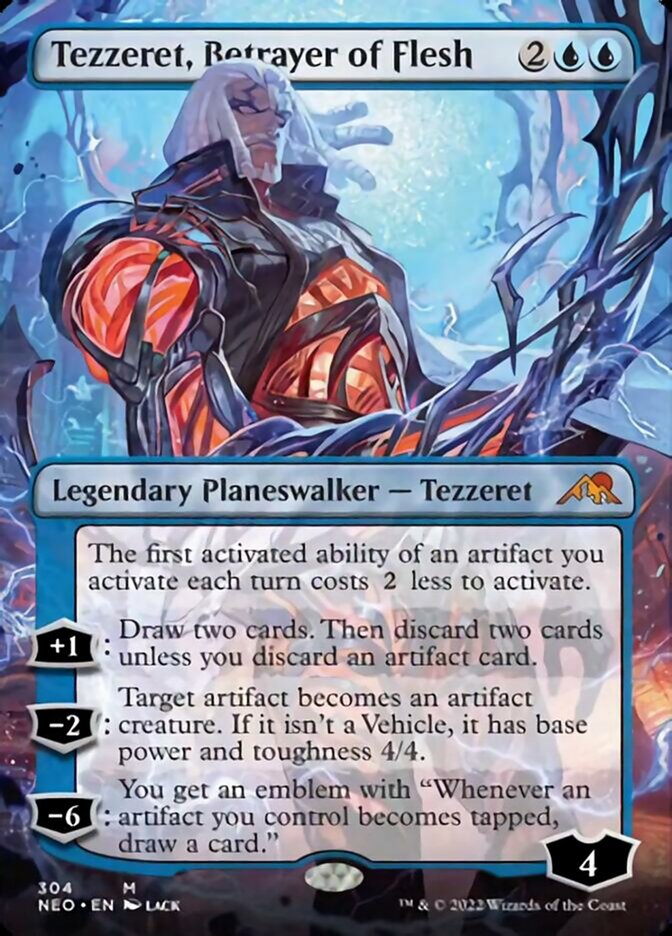 Tezzeret, Betrayer of Flesh (Borderless) [Kamigawa: Neon Dynasty] | The Time Vault CA