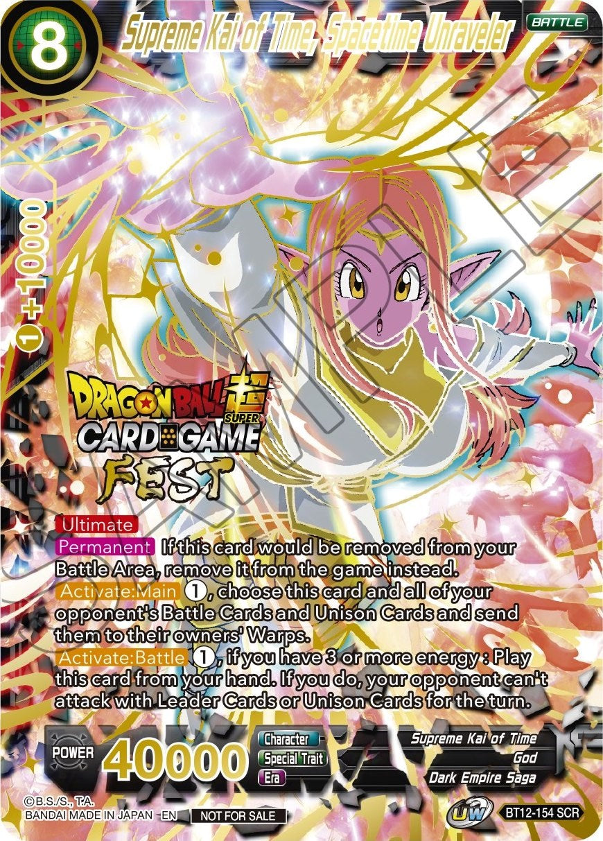 Supreme Kai of Time, Spacetime Unraveler (Card Game Fest 2022 - Winner-Stamped) (BT12-154) [Tournament Promotion Cards] | The Time Vault CA