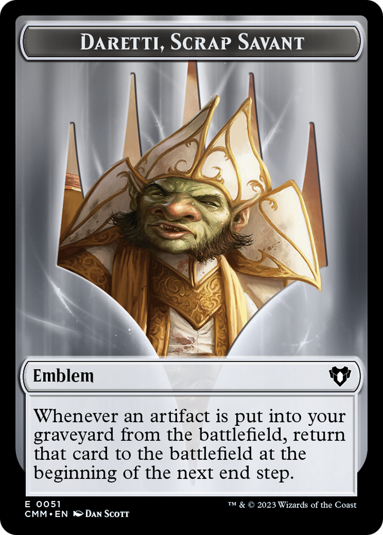 Daretti, Scrap Savant Emblem [Commander Masters Tokens] | The Time Vault CA