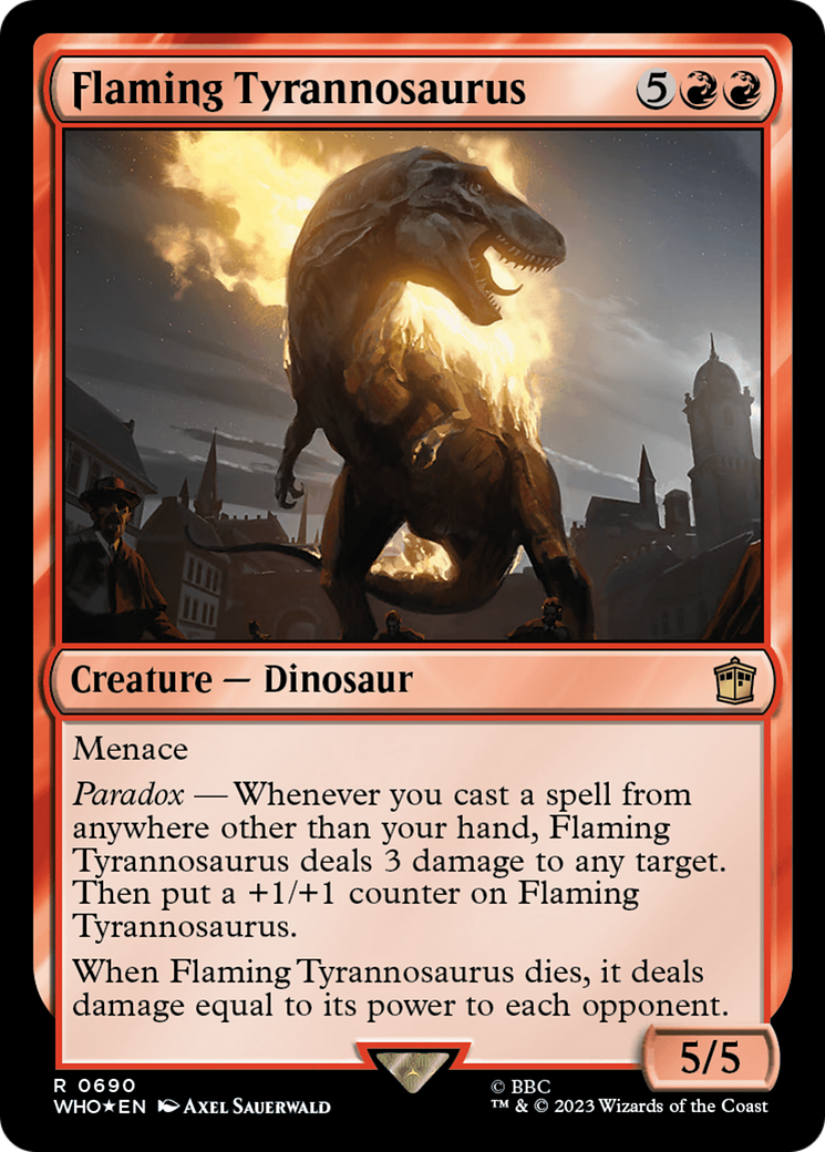 Flaming Tyrannosaurus (Surge Foil) [Doctor Who] | The Time Vault CA