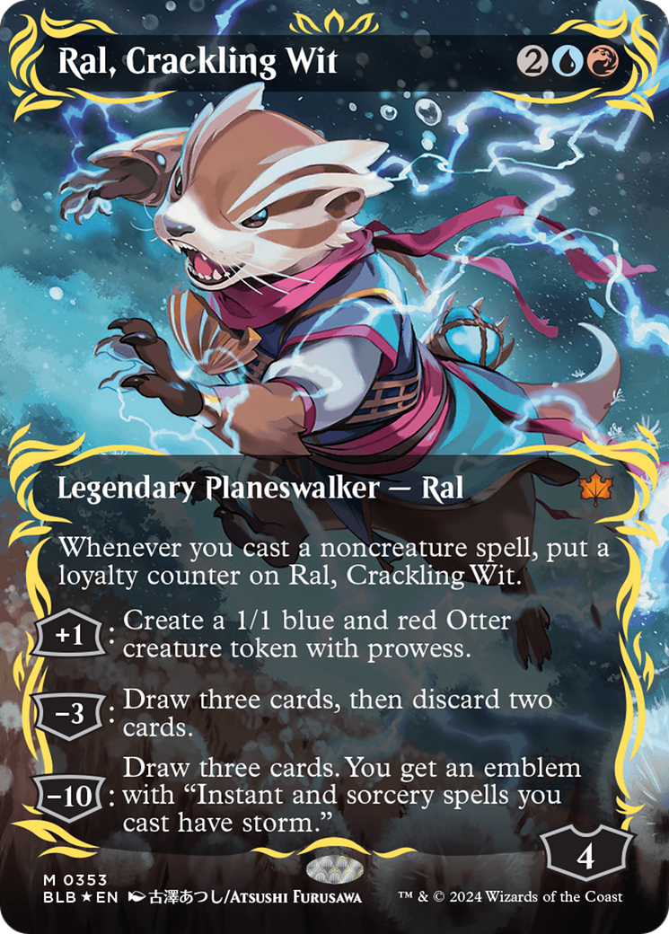 Ral, Crackling Wit (Borderless) (Raised Foil) [Bloomburrow] | The Time Vault CA