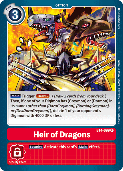 Heir of Dragons [BT4-099] [Great Legend] | The Time Vault CA